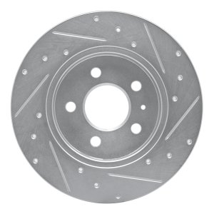 Audi A4 Quattro Brake Rotor (1) - Rear Left - R1 Concepts - Drilled & Slotted - Silver - `00-`09
